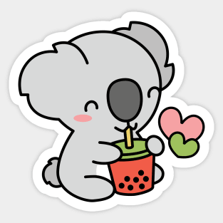 Cute Koala Bear Sipping Bubble Tea - Kawaii Boba Sticker